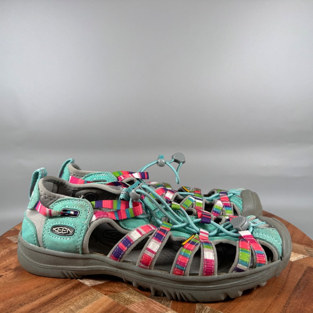 KEEN Whisper Womens 6.5 Youth 5 Turquoise Multi Color Stripe Sport Sandals